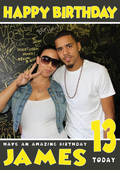 Personalised J Cole 1 Celebrity Birthday Card
