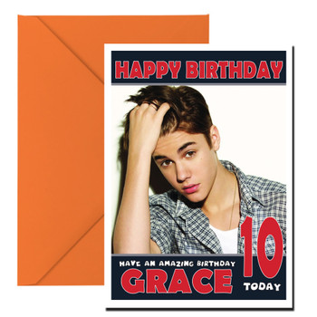 Personalised Justin Bieber 2 Celebrity Birthday Card Personalised Justin Bieber 2 Celebrity Birthday Card