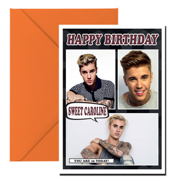 Personalised Justin Bieber Card Birthday Card Personalised Justin Bieber Card Birthday Card