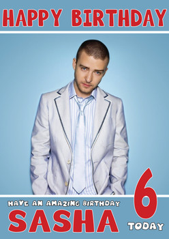 Personalised Justin Timberlake 1 Music Birthday Card