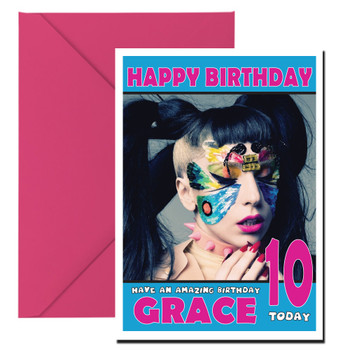 Personalised Lady Gaga 3 Celebrity Birthday Card Personalised Lady Gaga 3 Celebrity Birthday Card