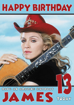 Personalised Maddona 2 Celebrity Birthday Card