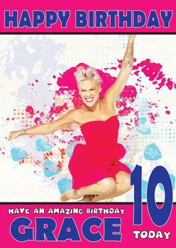 Personalised Pink 2 Celebrity Birthday Card Personalised Pink 2 Celebrity Birthday Card