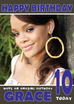 Personalised Rihanna 2 Celebrity Birthday Card Personalised Rihanna 2 Celebrity Birthday Card