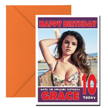 Personalised Selena Gomez 3 Celebrity Birthday Card