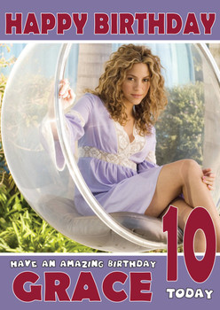 Personalised Shakira 3 Celebrity Birthday Card