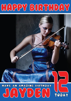 Personalised Violinist 1 Music Birthday Card