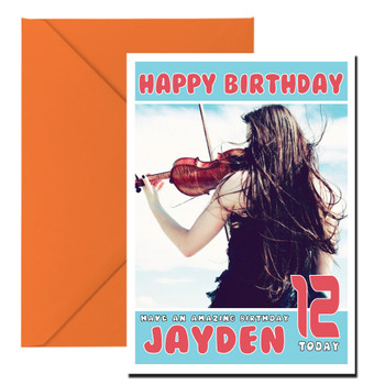 Personalised Violinist 2 Music Birthday Card