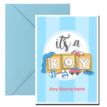Personalised Baby Boy Its A Boy Wish Card Personalised Baby Boy Its A Boy Wish Card