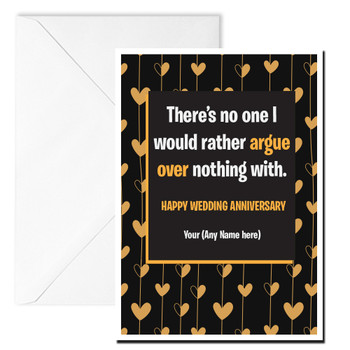 Personalised Funny Wedding Anniversary Argue Over Nothing Wish Card Personalised Funny Wedding Anniversary Argue Over Nothing Wish Card