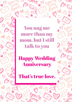 Personalised Funny Wedding Anniversary Nag Me More Wish Card