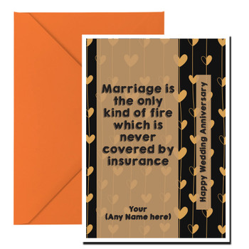 Personalised Funny Wedding Anniversary Covered By Insurance Wish Card