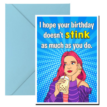 Personalised Naughty Birthday Doesn’T Stink Wish Card Personalised Naughty Birthday Doesn’T Stink Wish Card