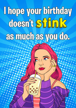 Personalised Naughty Birthday Doesn’T Stink Wish Card Personalised Naughty Birthday Doesn’T Stink Wish Card