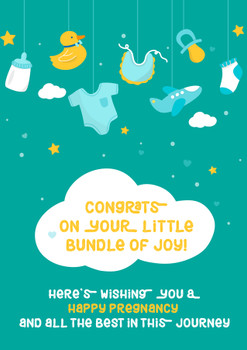 Congrats on your little bundle of joy! Here's wishing you a happy pregnancy, and all the best in this journey Congrats on your little bundle of joy! Here's wishing you a happy pregnancy, and all the best in this journey