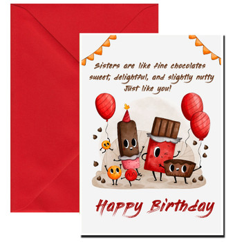 Sisters are like fine chocolates – sweet, delightful, and slightly nutty. Just like you! Happy birthday Sisters are like fine chocolates – sweet, delightful, and slightly nutty. Just like you! Happy birthday