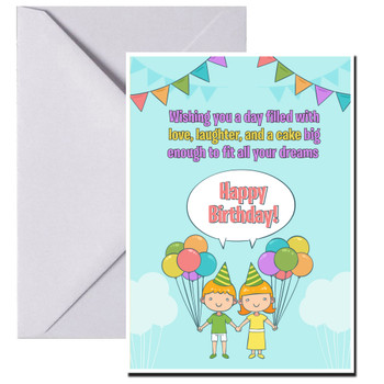 Wishing you a day filled with love, laughter, and a cake big enough to fit all your dreams. Happy Birthday! Wishing you a day filled with love, laughter, and a cake big enough to fit all your dreams. Happy Birthday!