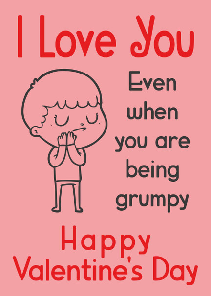 I Love You Even When You Are Being Grumpy Happy Valentines Day Card
