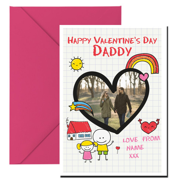 Rm38 Happy Valentines Daddy Girls Photo Card  Card