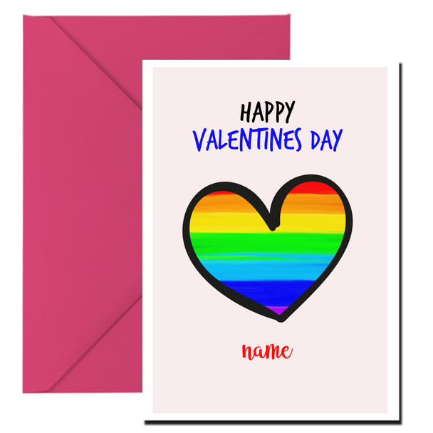 Rm49 Rainbow Heart Personalised Valentines Card  Card