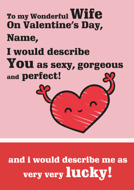 Rm66 Perfect Wife Personalised Valentines Card  Card