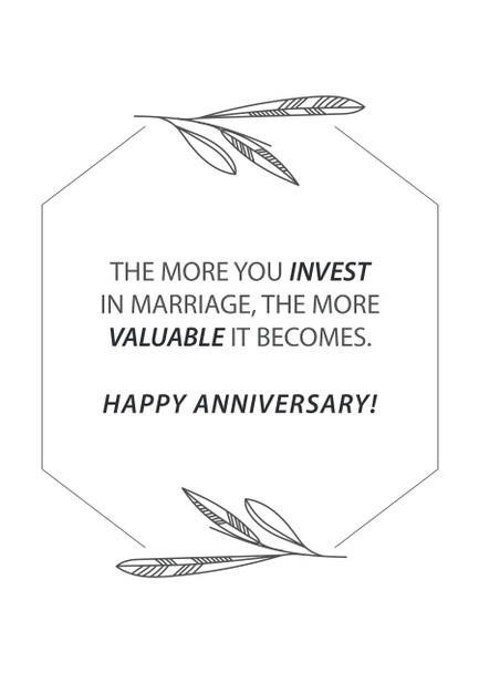 The More You Invest In Marriage The More Valuable It Becomes Happy Anniversary Birthday Card
