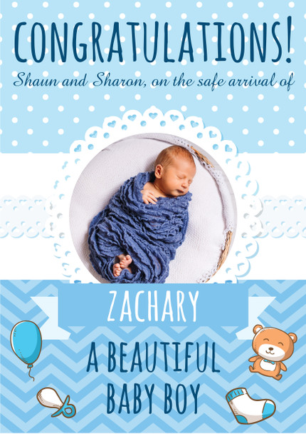 Congratulations On Safe Arrival Boy Picture Upload Birthday Card
