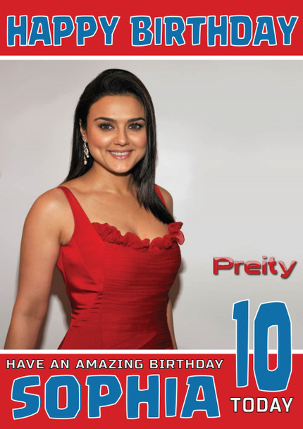 Preity Zinta Bollywood Birthday Card