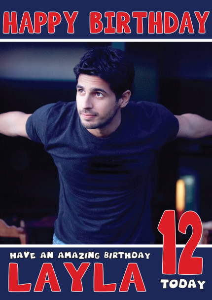 Sidharth Malhotra 1 Bollywood Birthday Card