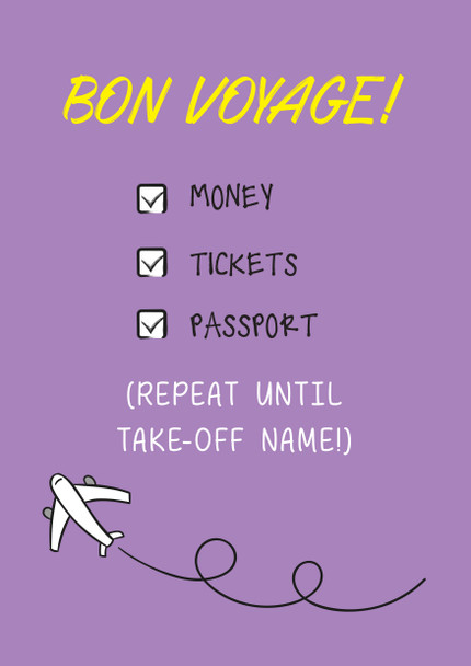 Bon Voyage Check List Birthday Card