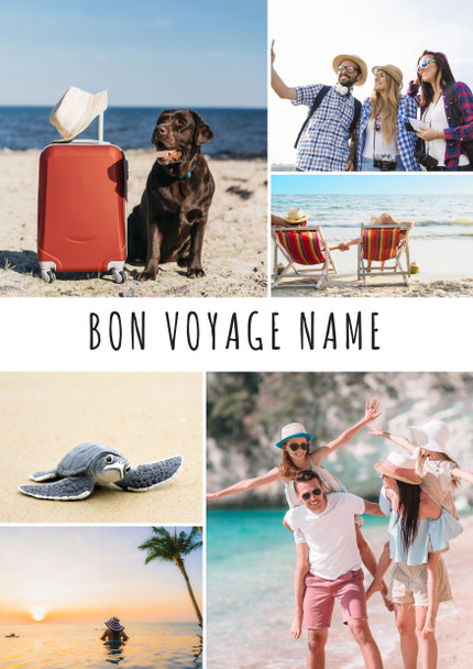 Bon Voyage Multi Photo Upload Portrait Birthday Card