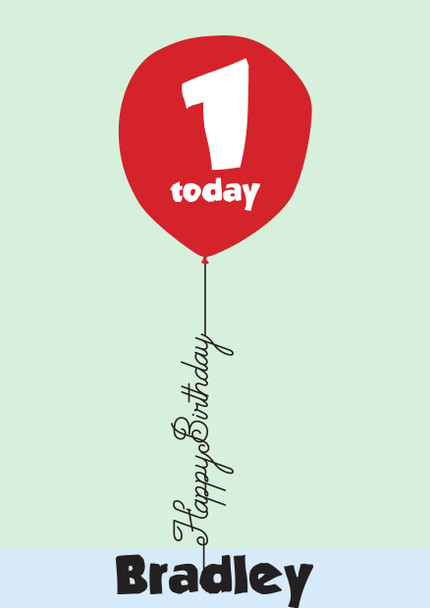 Red Balloon With Happy Birthday As Threads Birthday Card