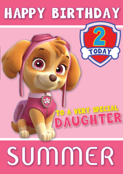 Paw Patrol Skye Birthday Card