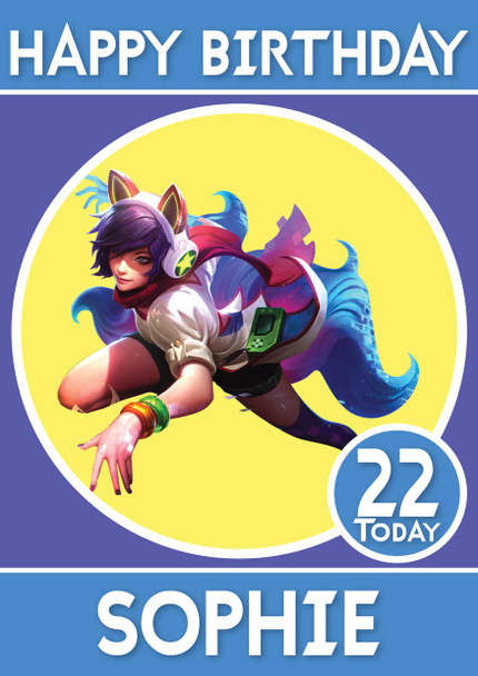 Arcade Ahri Render Personalized Birthday Card