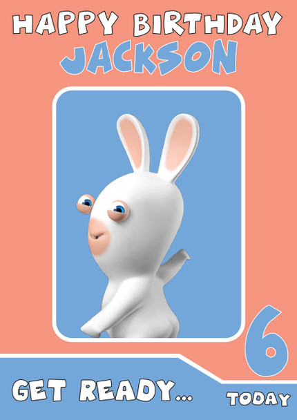 Rabbids 4 Personalized Birthday Card