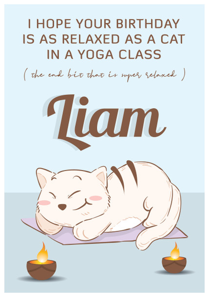 Cat Yoga Birthday Card