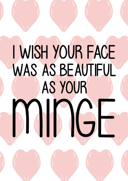 Naughty 180 I Wish Your Face Was As Beautiful As Your Minge Birthday Card