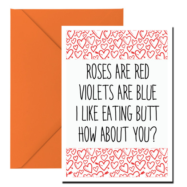 Naughty 120 Roses Are Red Violets Are Blue I Like Eating Butt How About You  Birthday Card