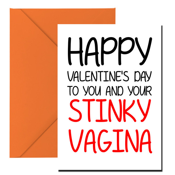 Naughty 128 Happy Valentine's Day To You And Your Stinky Vagina Birthday Card