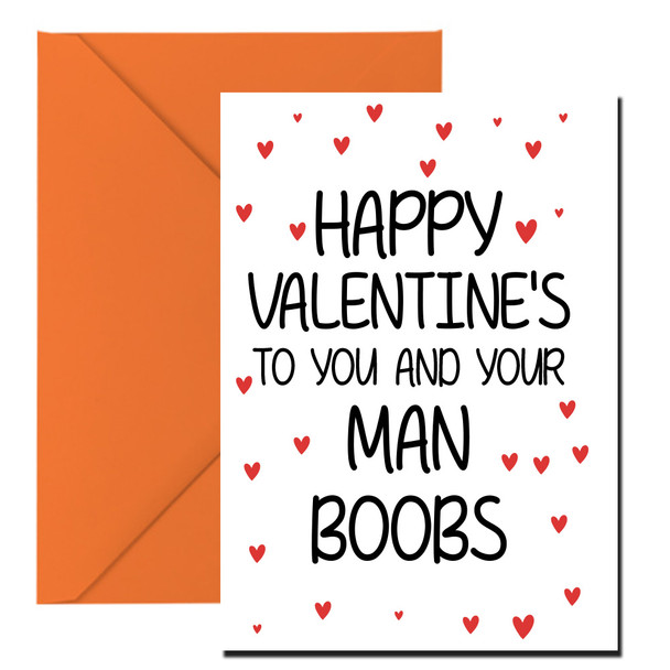 Naughty 136 Happy Valentine's To You And Your Man Boobs Birthday Card