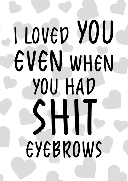 Naughty 168 I Loved You Even When You Had Shit Eyebrows Birthday Card