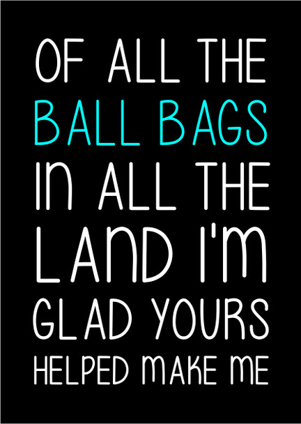 Naughty 220b Of All The Ball Bags In All The Land I'm Glad Yours Helped Make Me Birthday Card