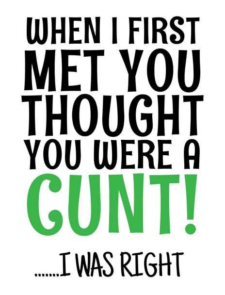 Naughty 311 When I First Met You I Thought You Were A Cunt.. I Was Right Birthday Card