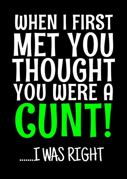 Naughty 311a When I First Met You I Thought You Were A Cunt.. I Was Right Birthday Card