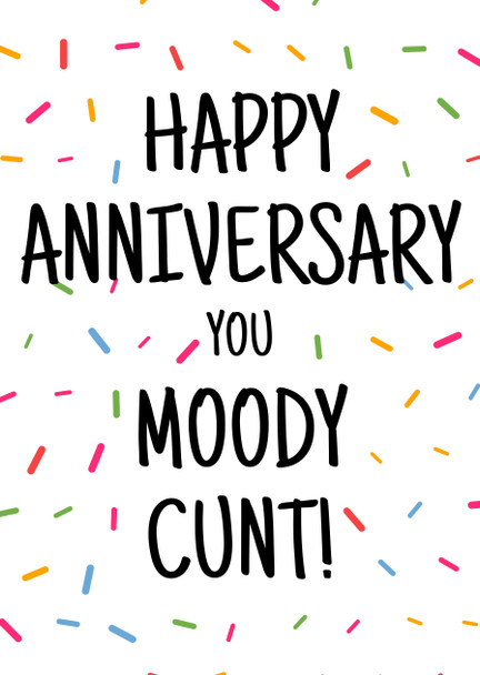 Naughty 449 Happy Anniversary You Moody Cunt Birthday Card