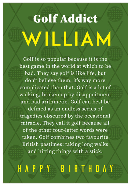 Golf Addict Birthday Card