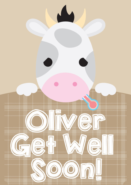 Cow Get Well Soon Birthday Card