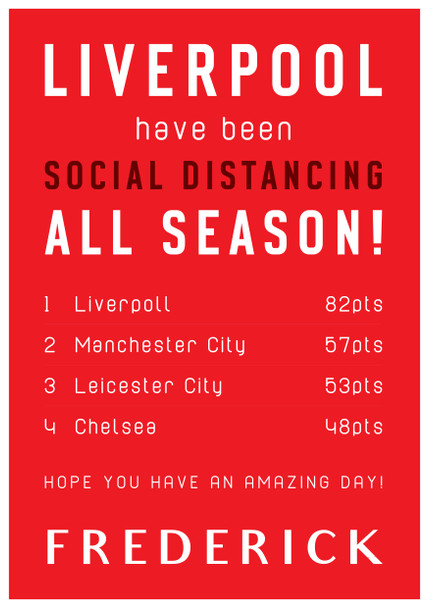 Liverpool Funny Social Distancing Card  Birthday Card