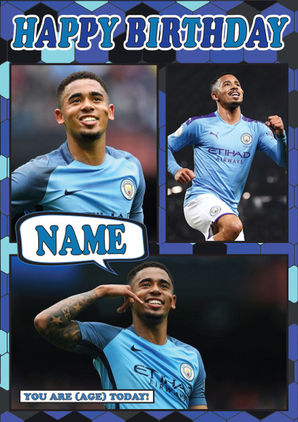 Gabriel Jesus Mc1414 Football Birthday Card