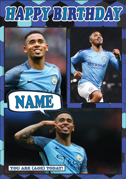 Gabriel Jesus Mc1414 Football Birthday Card